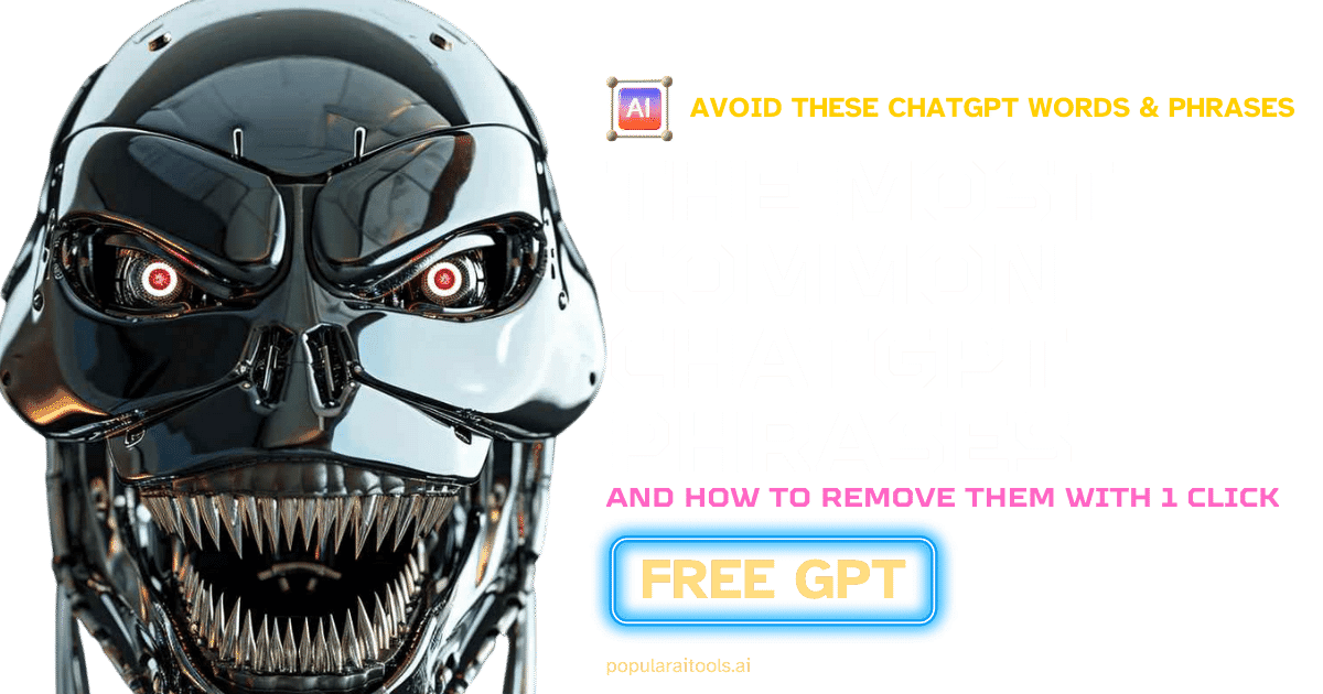 The ChatGPT Overused Phrase Remover tool, emphasizing its capability to refine AI-generated content by removing repetitive phrases, enhancing the uniqueness and appeal of written material.