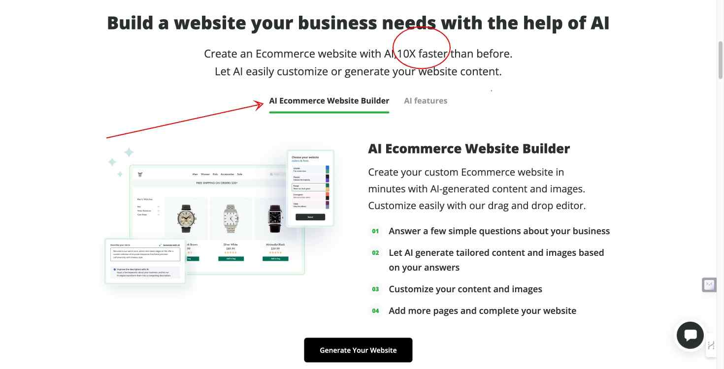 Business website template available on 10Web, demonstrating AI customization.