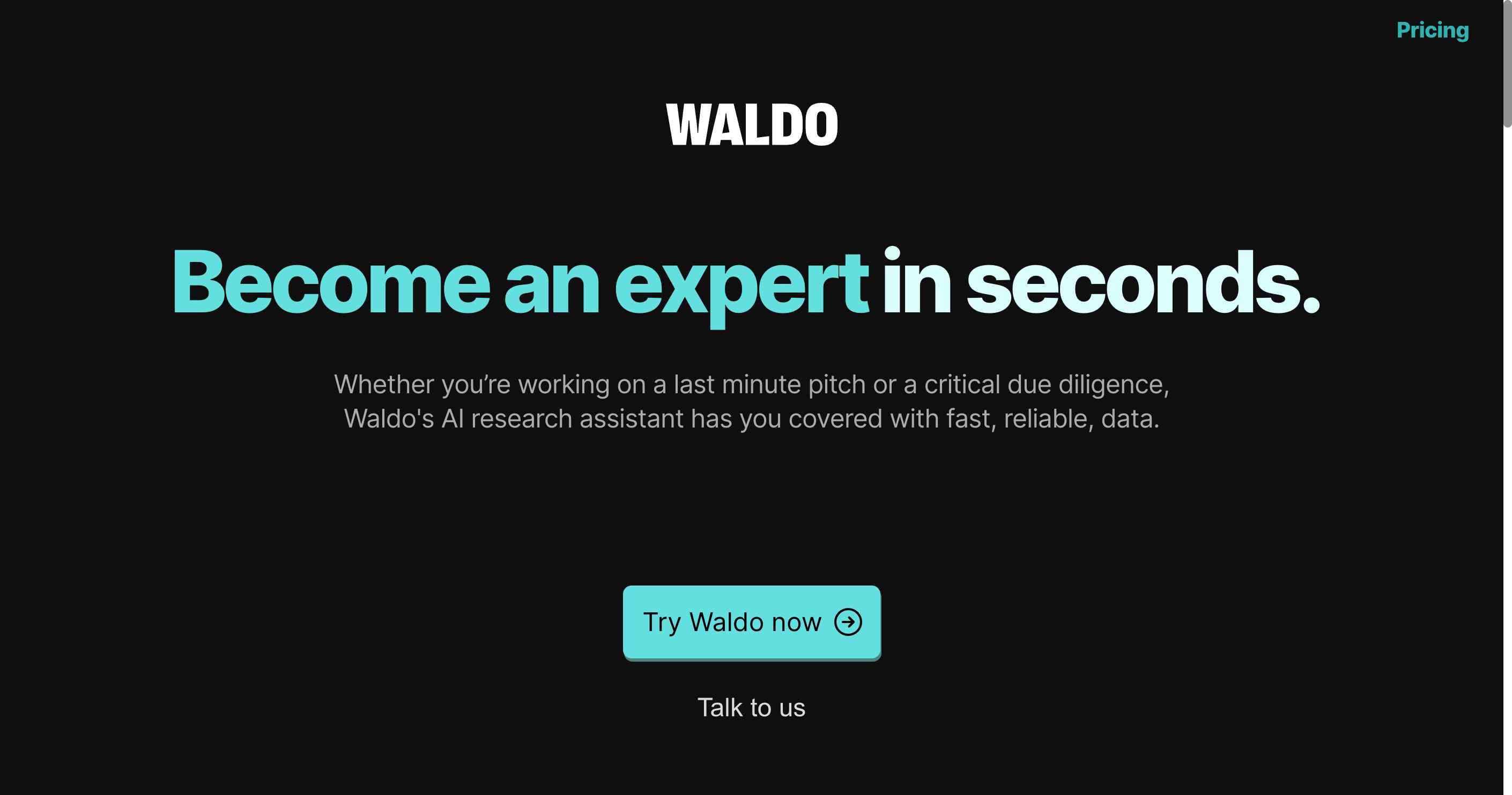 Waldo search engine interface with filters and lenses for specific searches, alongside quick look keyboard shortcuts.