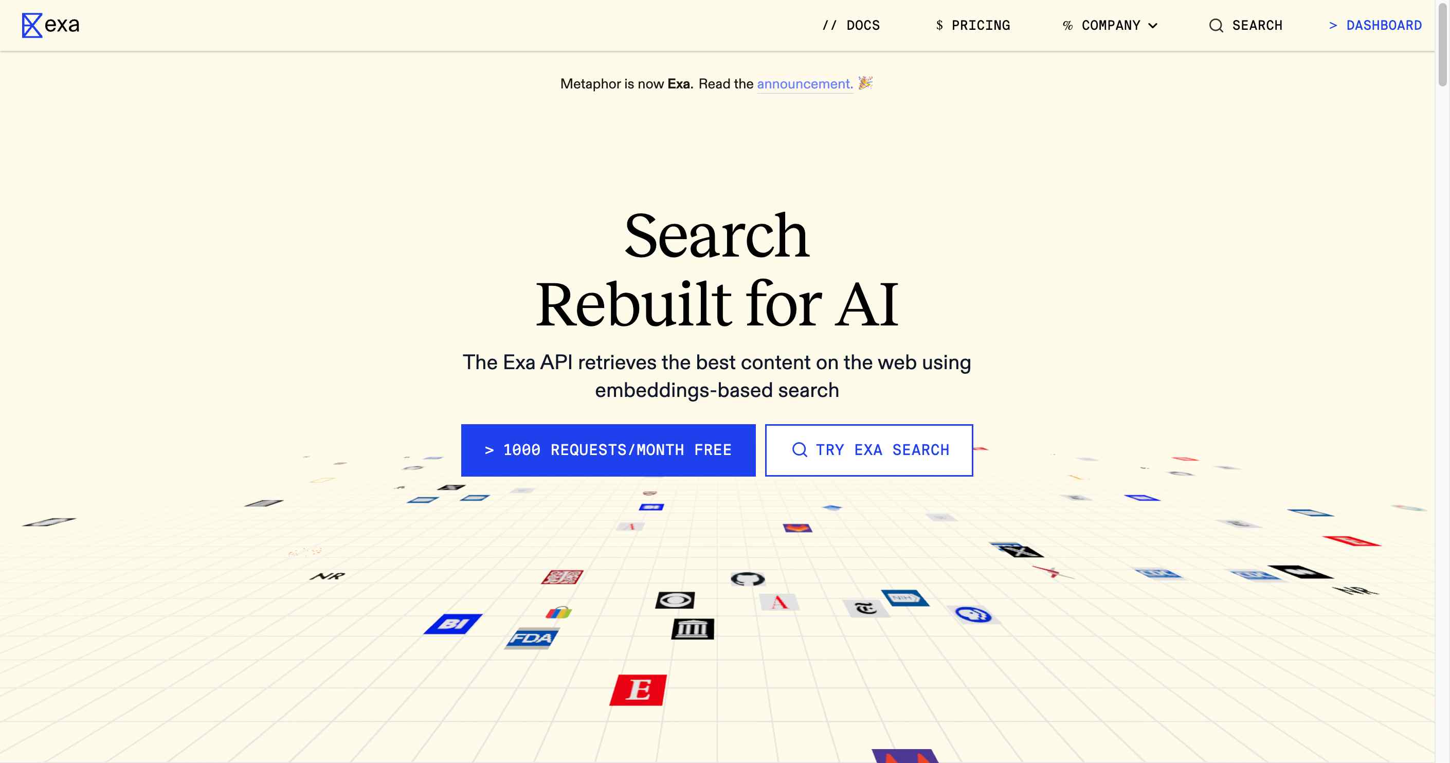 Exa.ai search page displaying customizable filters for date, website, and topic for targeted search outcomes.