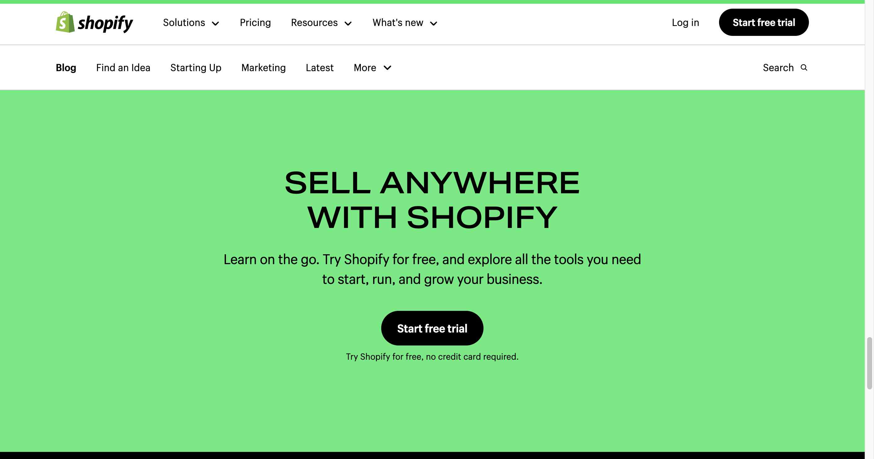 Experience the Shopify difference, start your trial now.