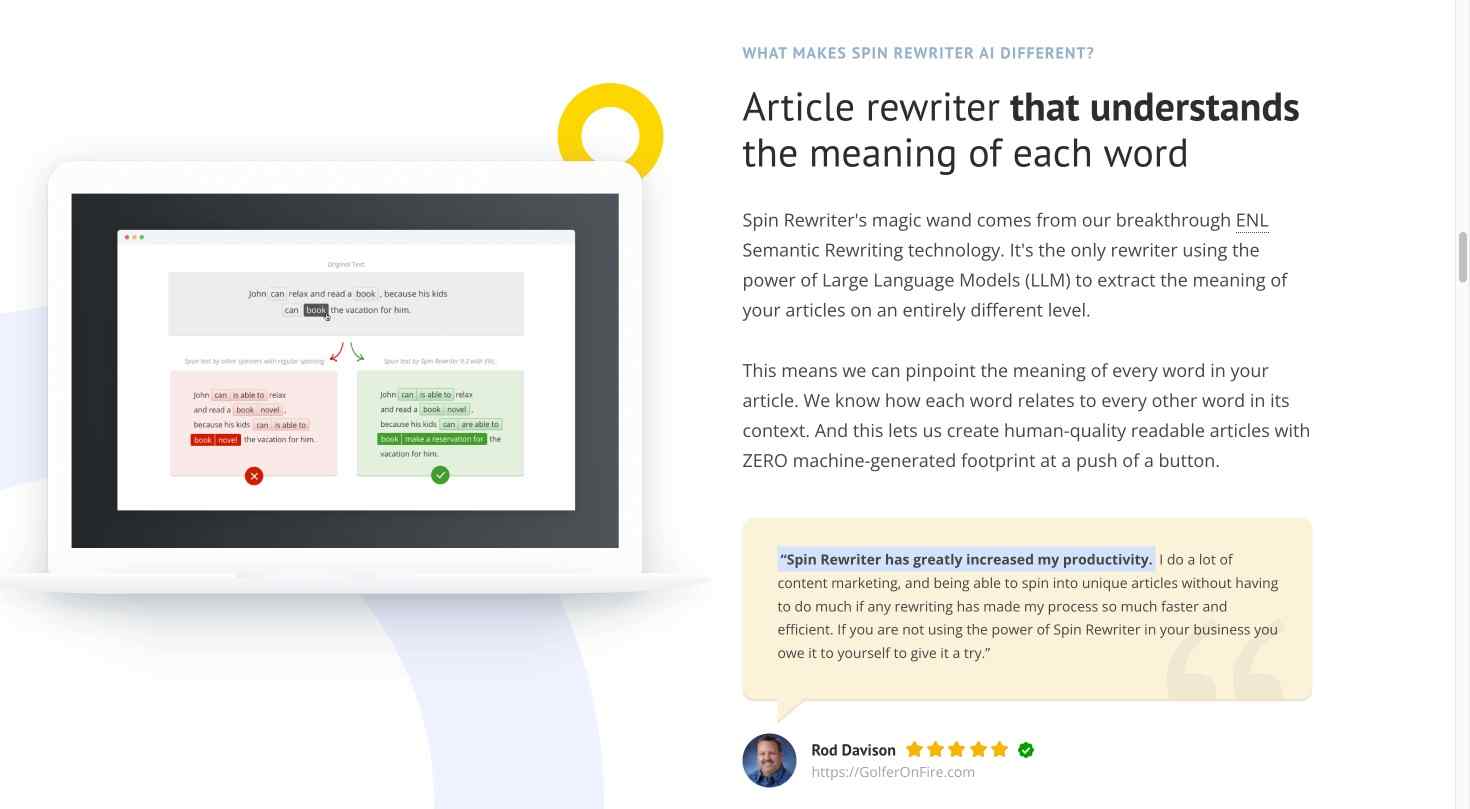 Graphic display of Spin Rewriter seamlessly integrating with leading SEO tools to optimize digital content strategies.