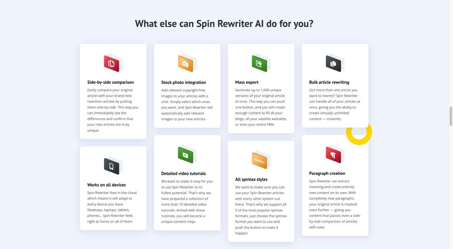Screenshot highlighting Spin Rewriter
