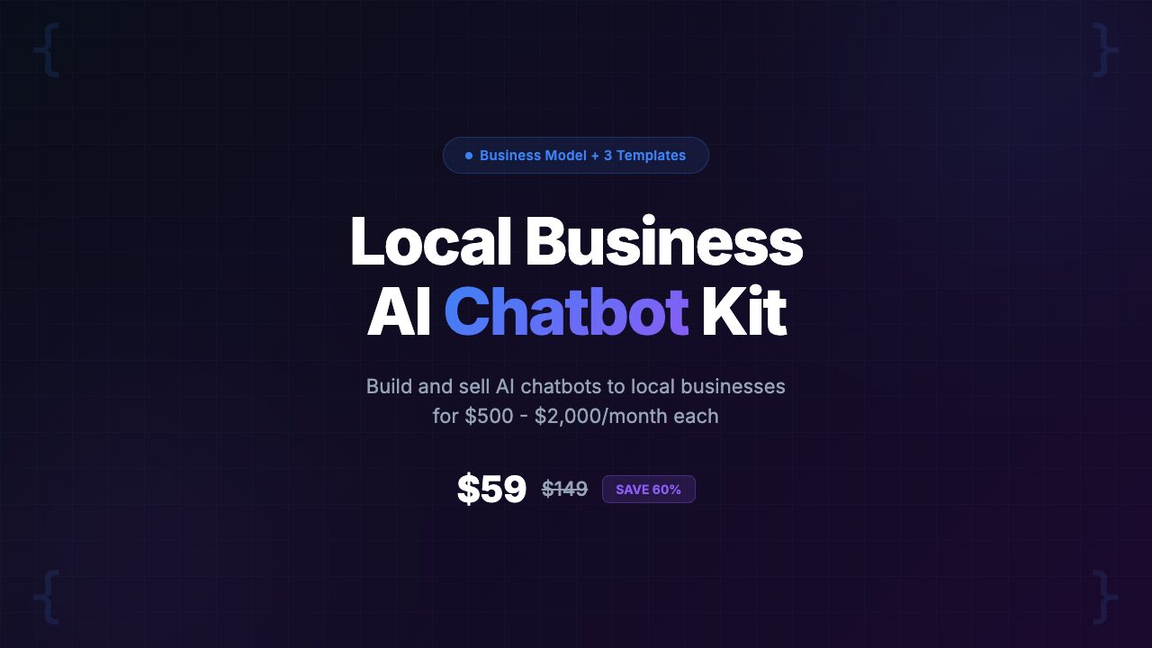 Local Business AI Chatbot Kit overview showing 10 industry chatbot templates for launching an AI chatbot agency