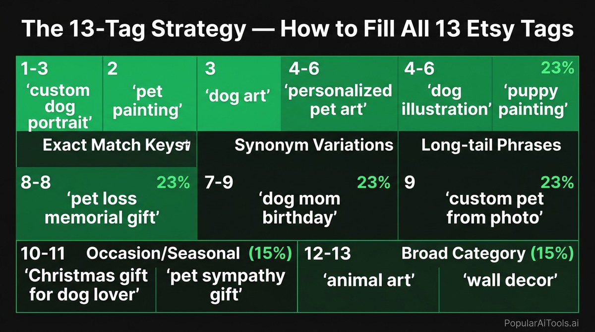 13-tag strategy for Etsy SEO with examples