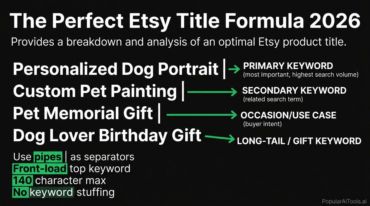 Perfect Etsy title formula with annotated example