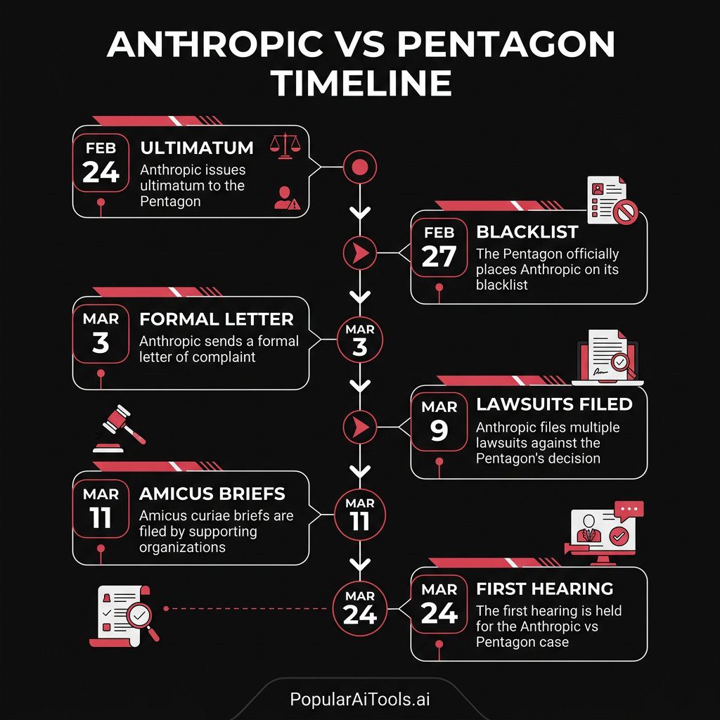 Timeline of Anthropic vs Pentagon lawsuit events