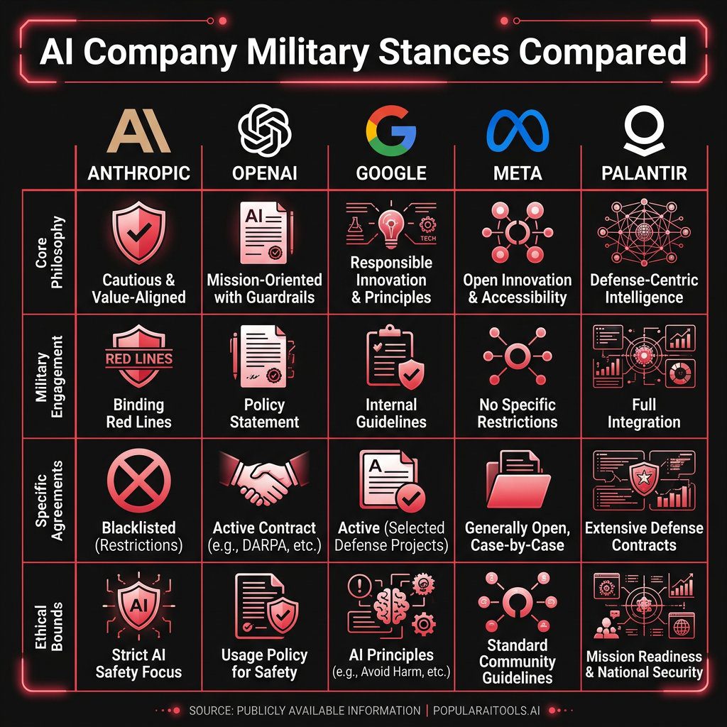Comparison of AI company military stances