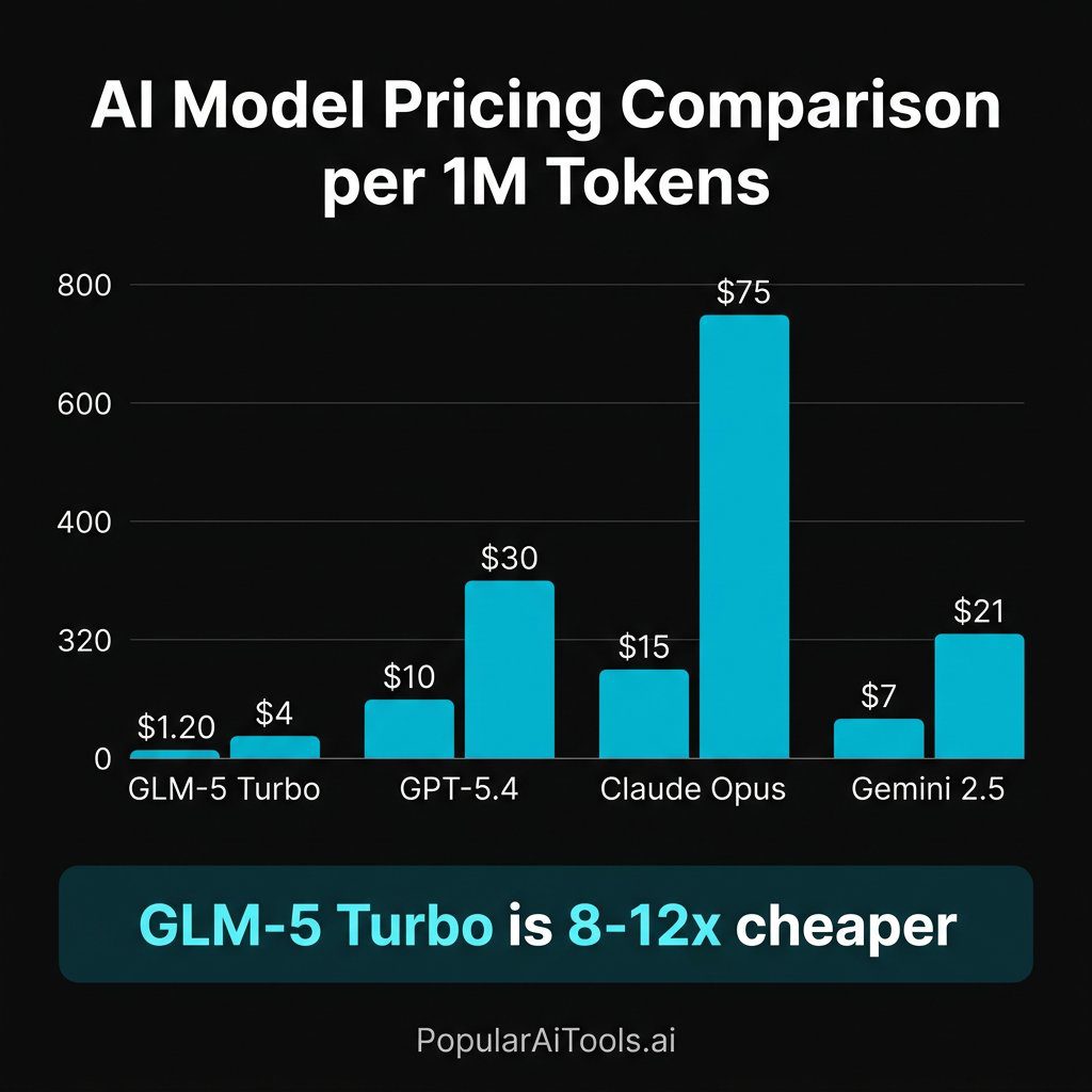 Pricing comparison chart showing GLM-5 Turbo vs major AI models