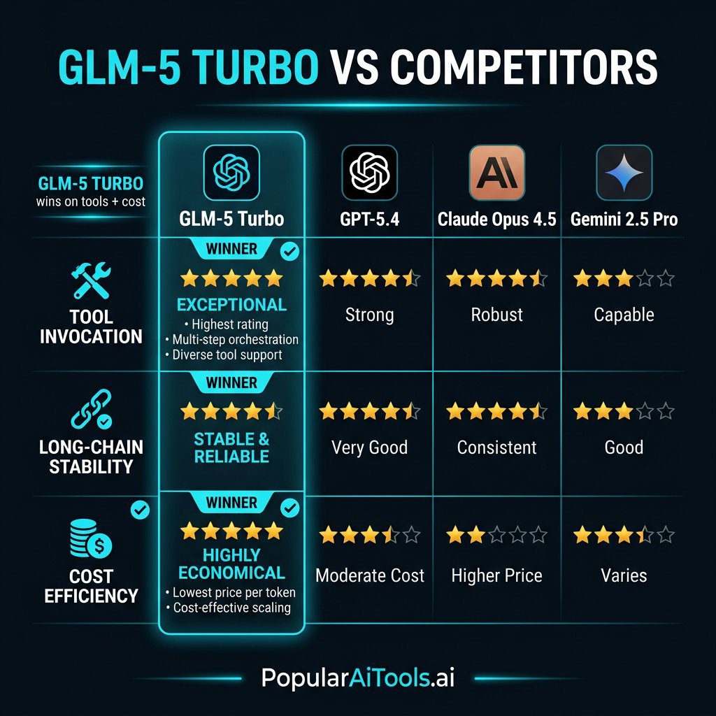 GLM-5 Turbo compared to GPT-5.4 Claude and Gemini