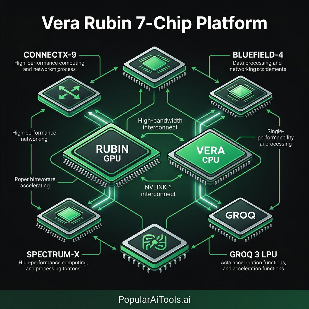Vera Rubin 7-Chip Platform diagram showing all components
