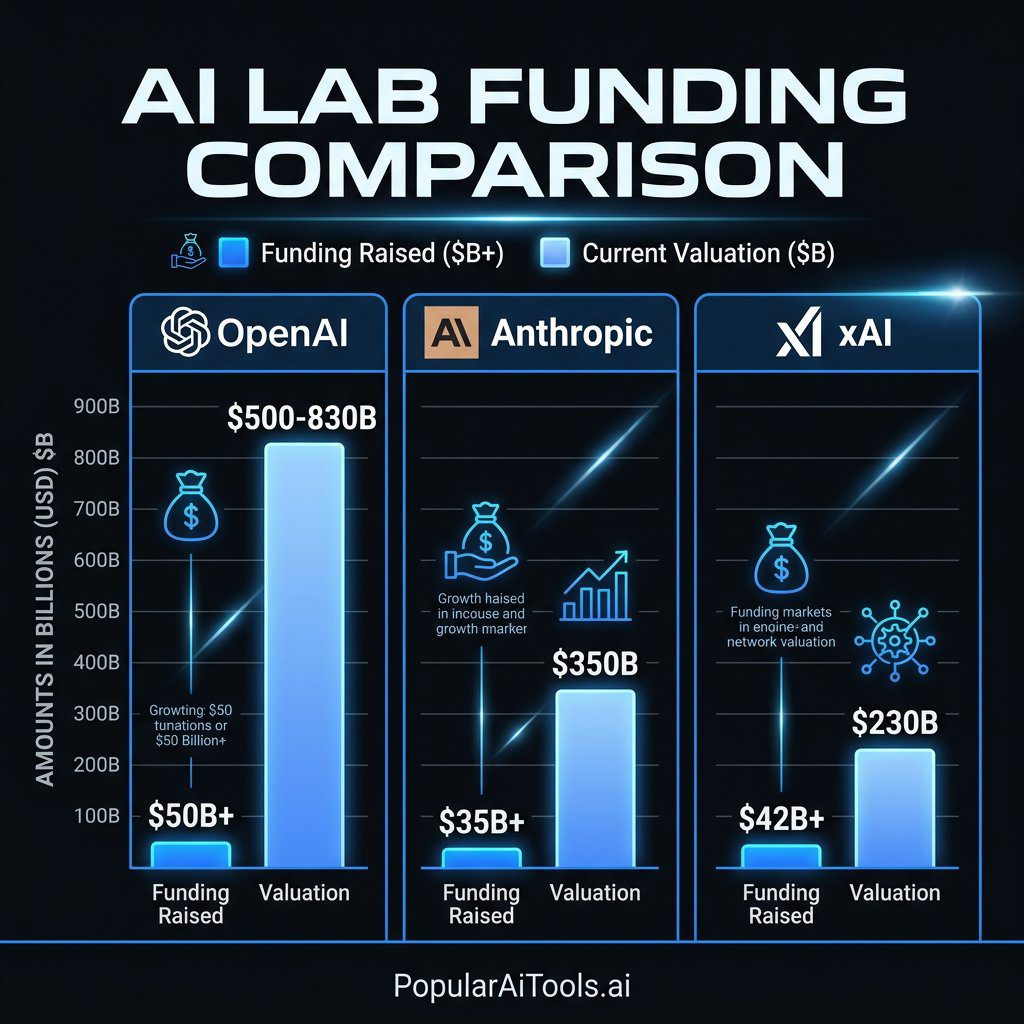 Funding comparison between xAI OpenAI and Anthropic