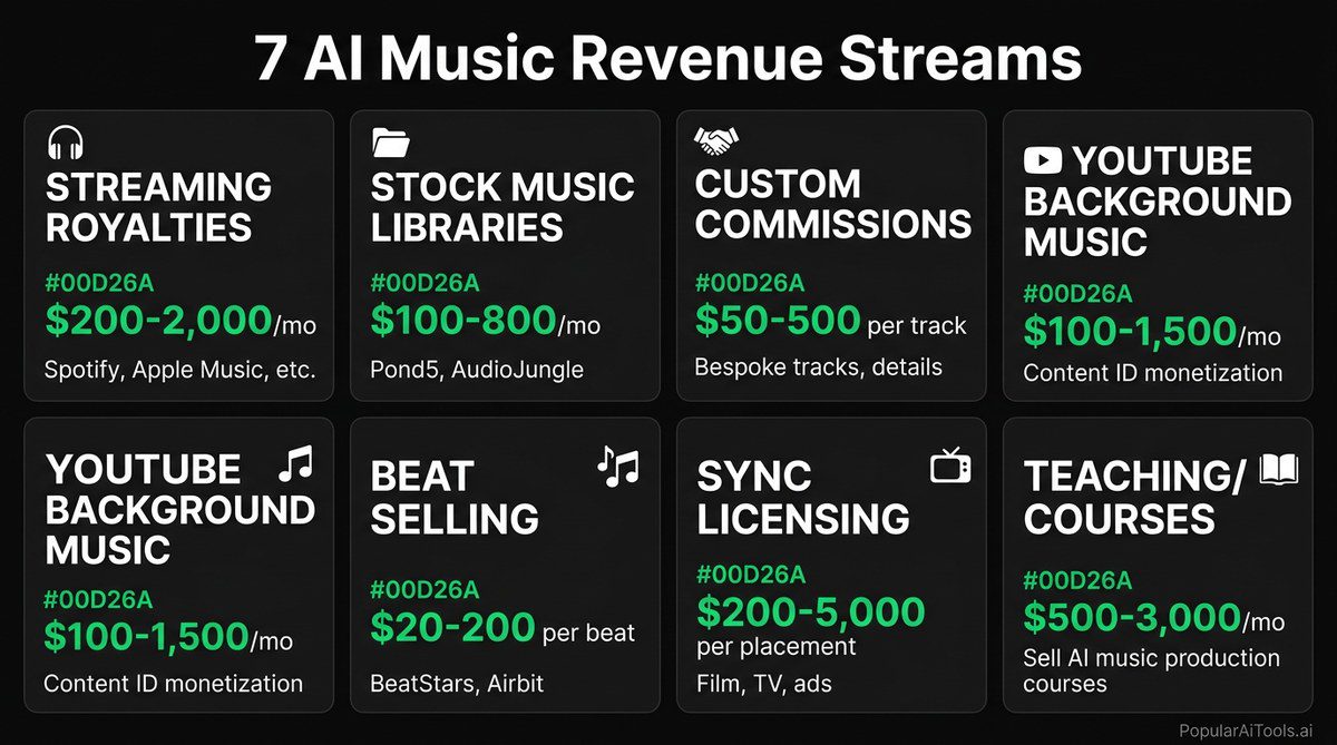 7 AI music revenue streams with earning potential