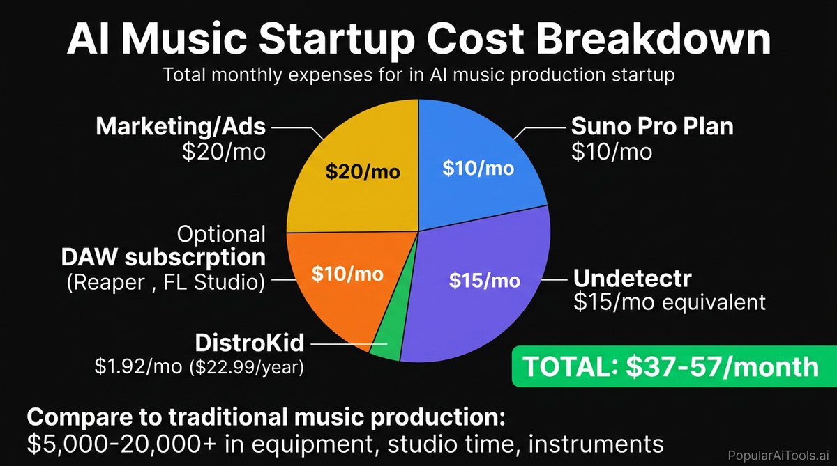 AI music startup cost breakdown pie chart