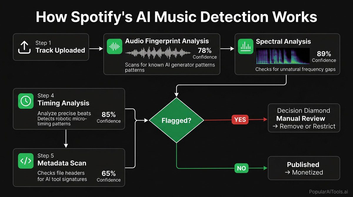 How Spotify AI music detection works flowchart